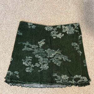 Green Floral Mini Skirt